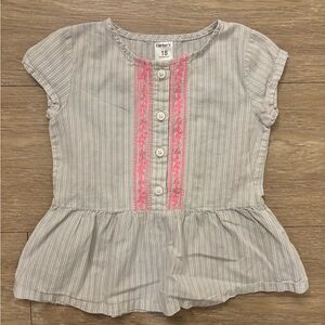Carter's Gray Striped Baby Top with Pink Detail